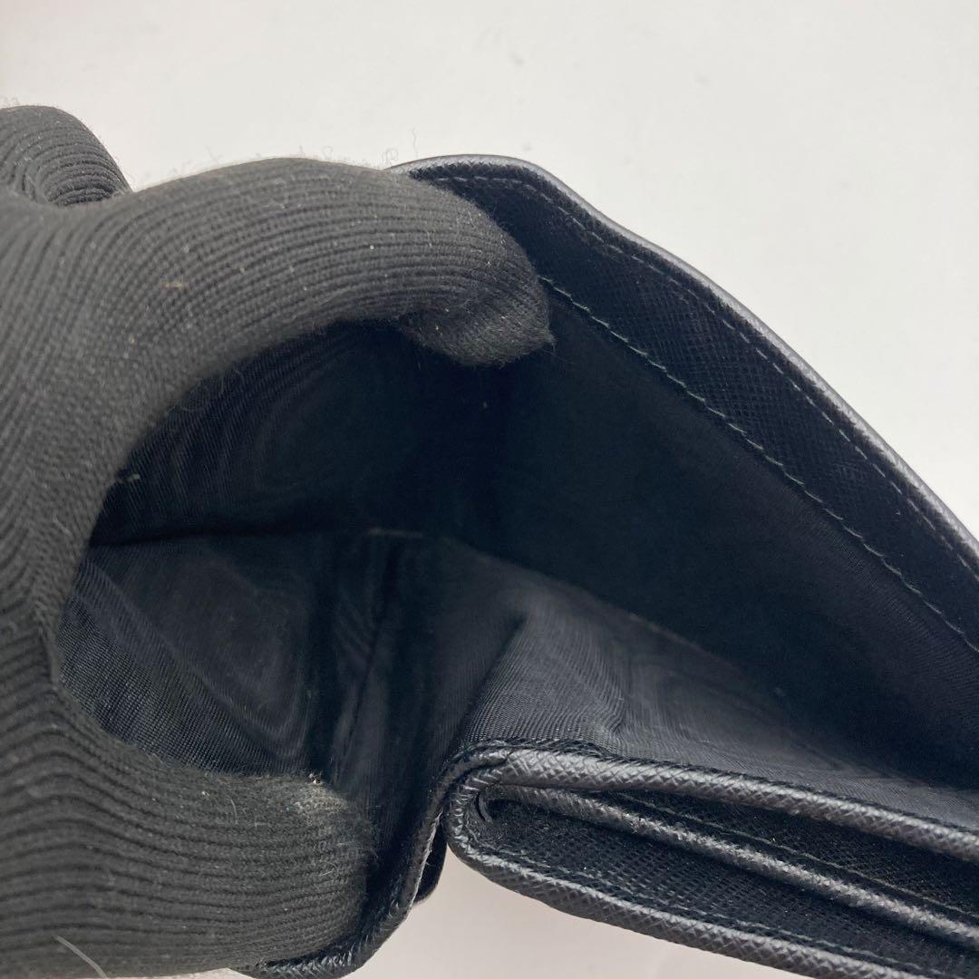 美品 PRADA IC搭載 サフィアーノ 黒バイカラー プラダ財布