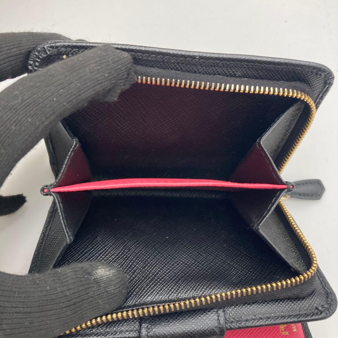 美品 PRADA IC搭載 サフィアーノ 黒バイカラー プラダ財布