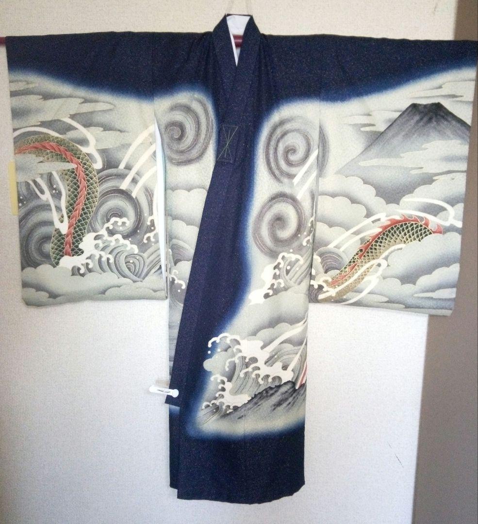 店頭展示品‼️正絹【お宮参り着物】 『長襦袢付き』登り龍
