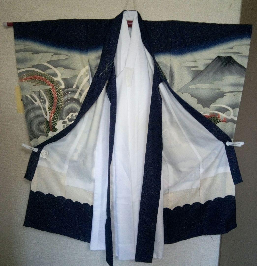 店頭展示品‼️正絹【お宮参り着物】 『長襦袢付き』登り龍