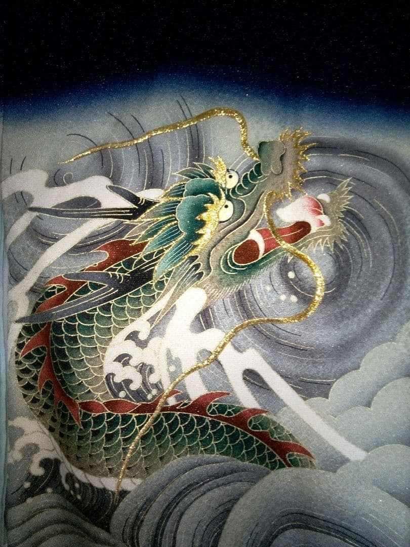 店頭展示品‼️正絹【お宮参り着物】 『長襦袢付き』登り龍