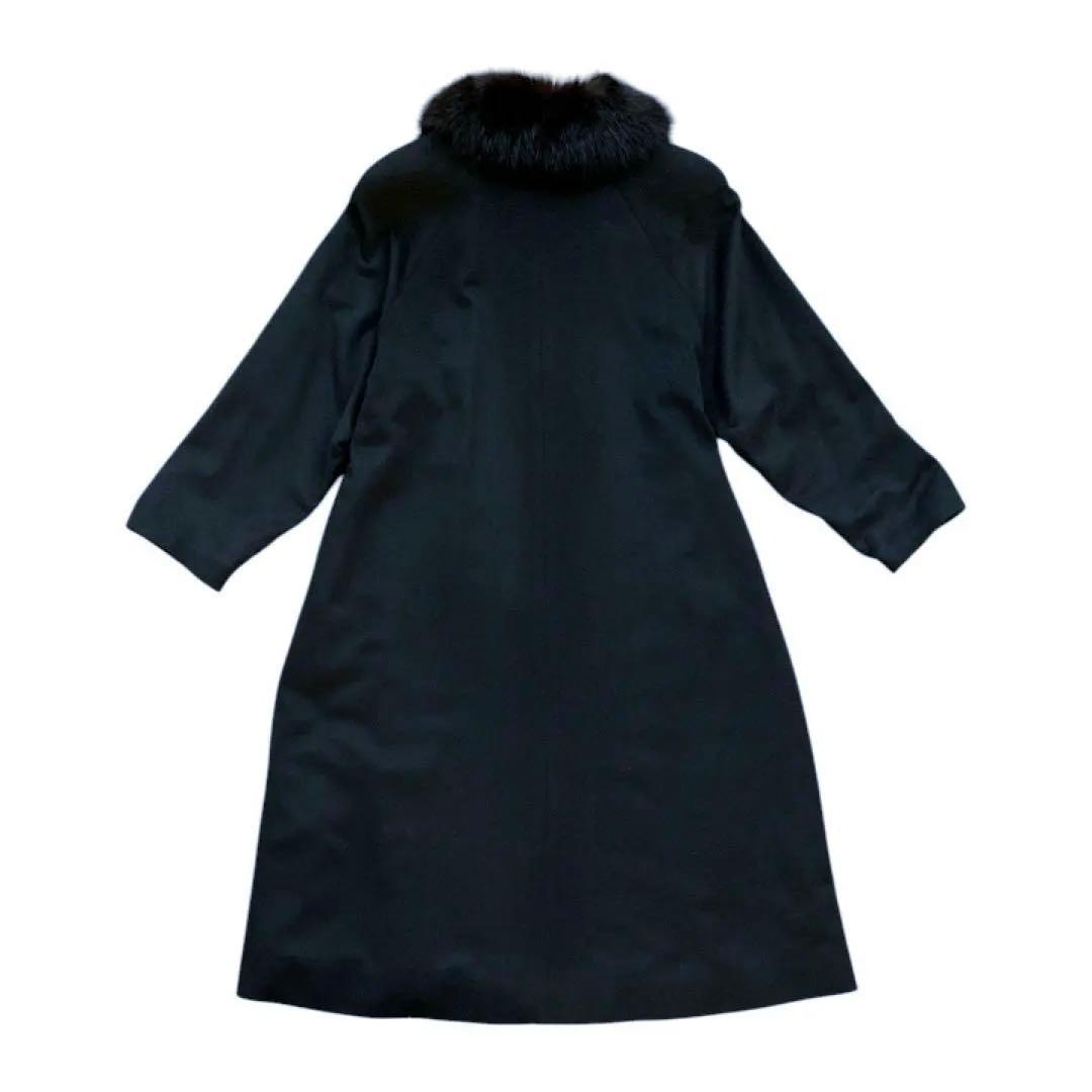 最高級★カシミヤロングコート　カシミア100% ファー　黒　L 冠婚葬祭