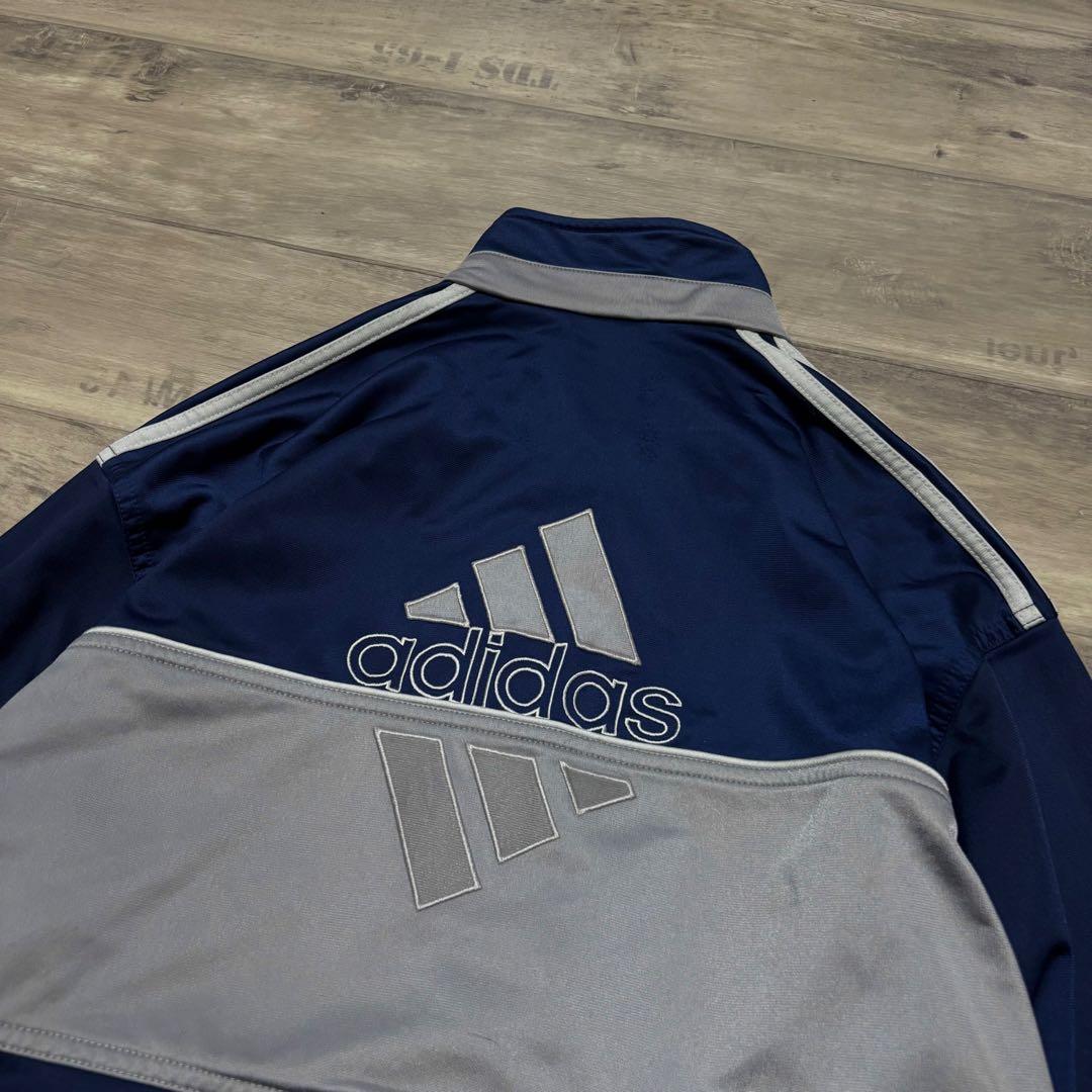 adidasアディダス90sトラックジャケット紺ネイビーグレーストリートL古着