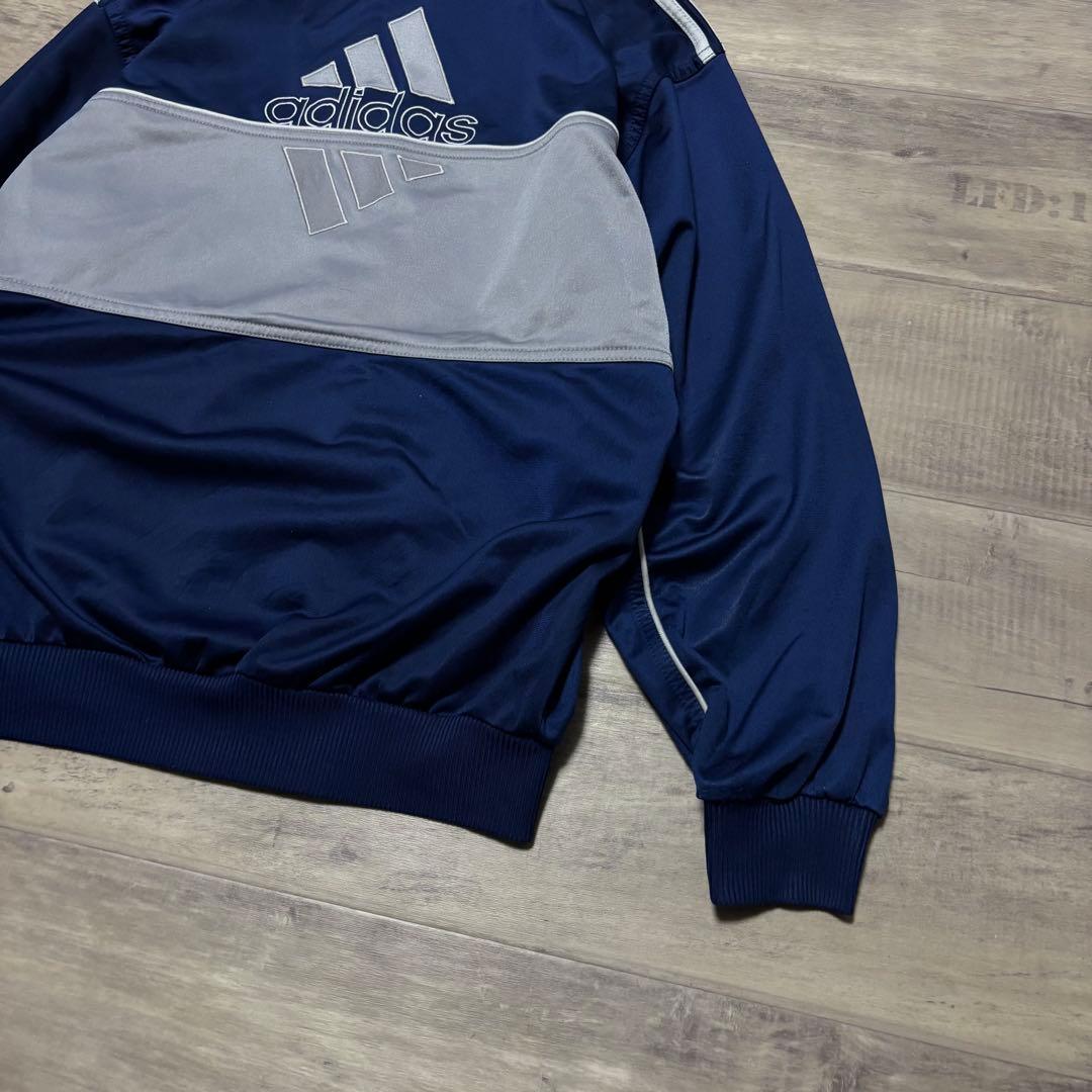 adidasアディダス90sトラックジャケット紺ネイビーグレーストリートL古着