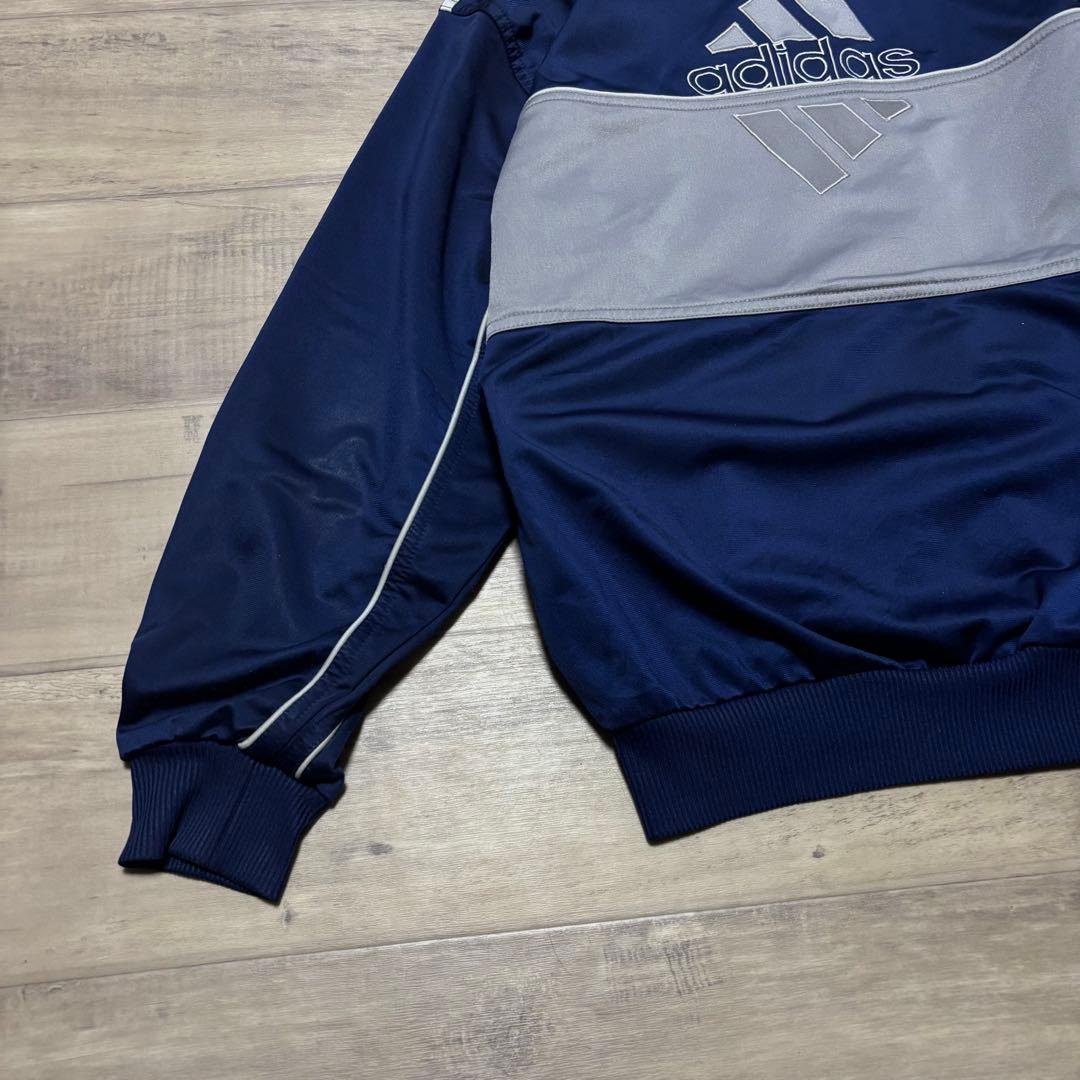 adidasアディダス90sトラックジャケット紺ネイビーグレーストリートL古着