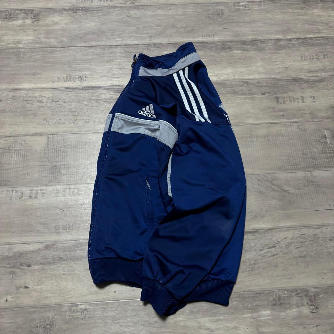 adidasアディダス90sトラックジャケット紺ネイビーグレーストリートL古着