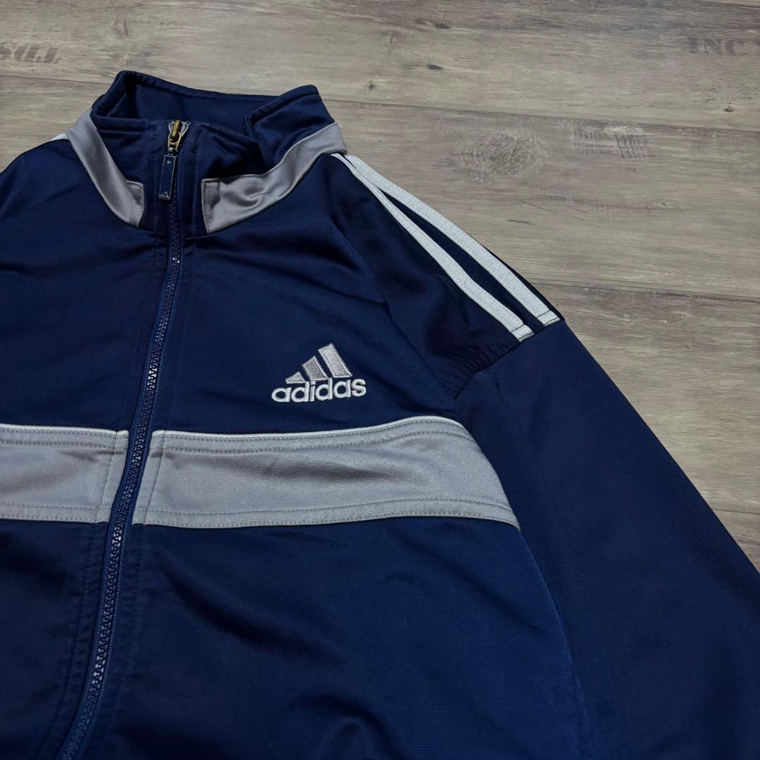 adidasアディダス90sトラックジャケット紺ネイビーグレーストリートL古着