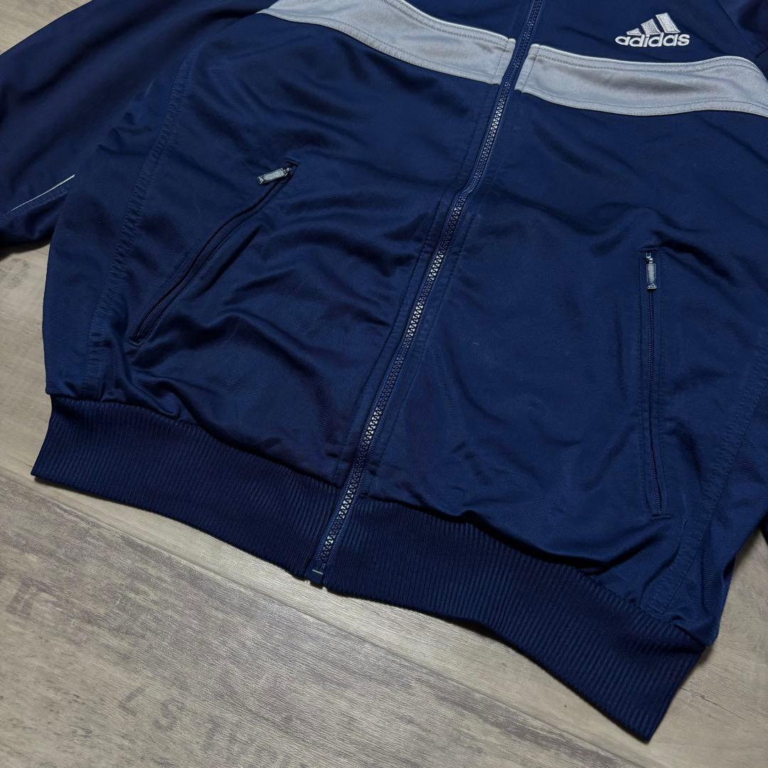 adidasアディダス90sトラックジャケット紺ネイビーグレーストリートL古着