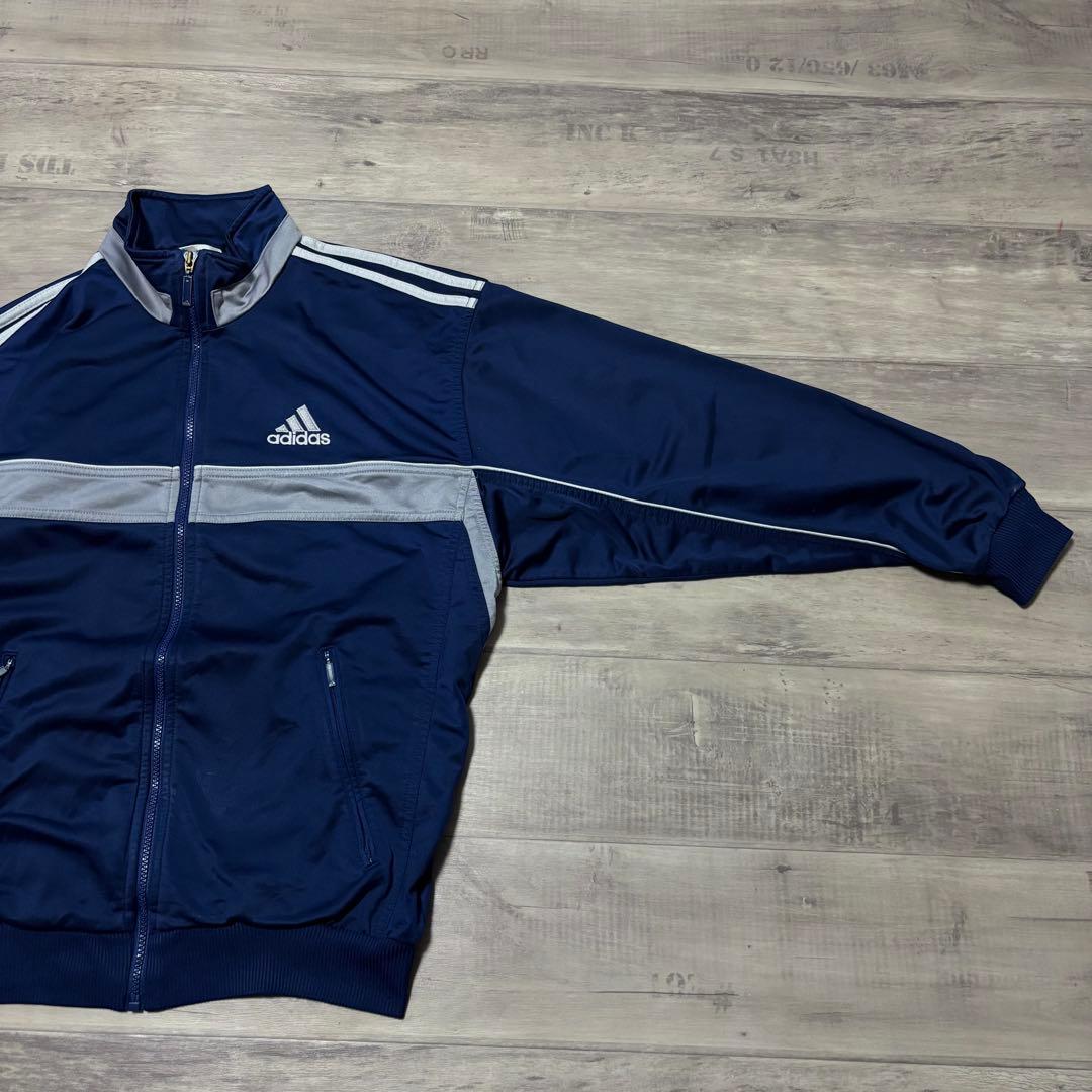 adidasアディダス90sトラックジャケット紺ネイビーグレーストリートL古着