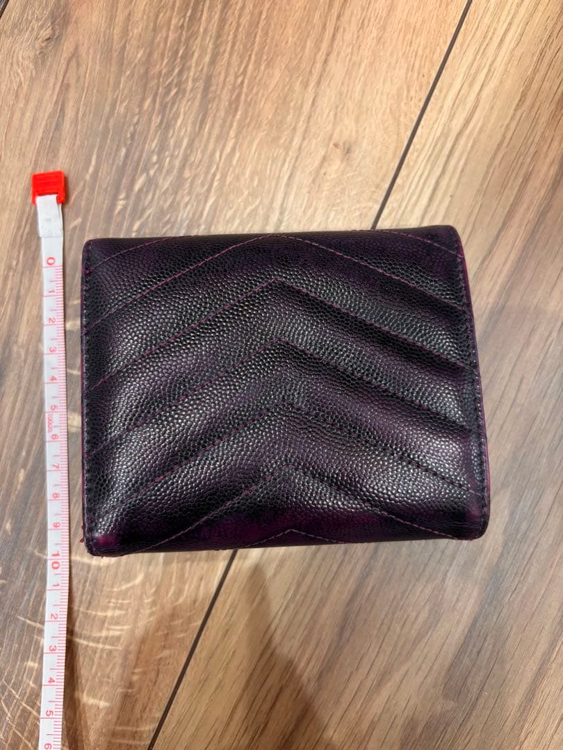 YSL ブラック 三つ折り財布 キルティング