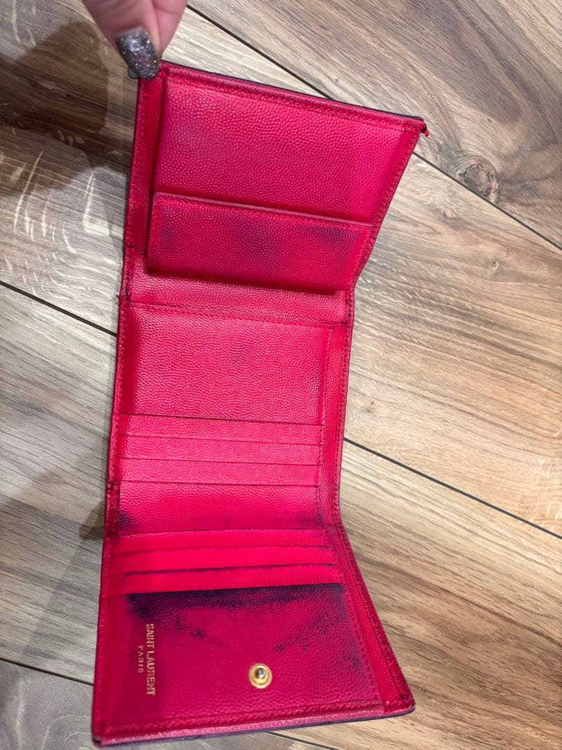 YSL ブラック 三つ折り財布 キルティング