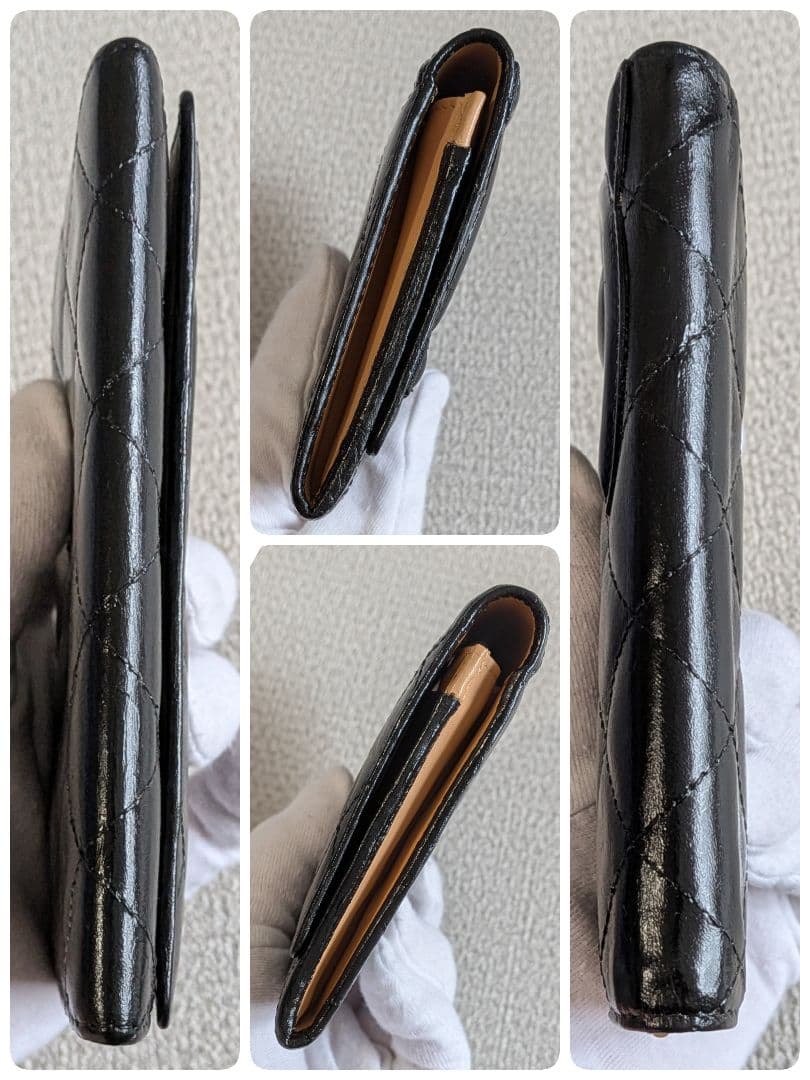 シャネル　カンボンライン　ミディアム　財布　ラムスキン　黒　正規品　ショルダー