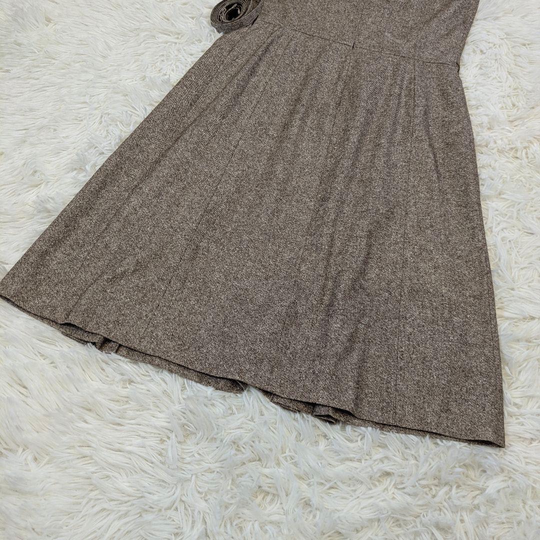 【美品】UNTITLED ノースリーブワンピース シルク　ウール　綿　ベルト付