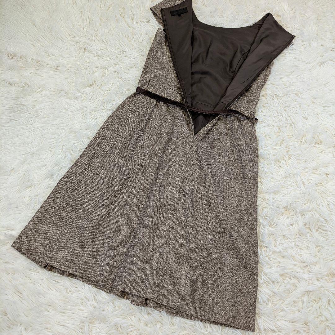 【美品】UNTITLED ノースリーブワンピース シルク　ウール　綿　ベルト付