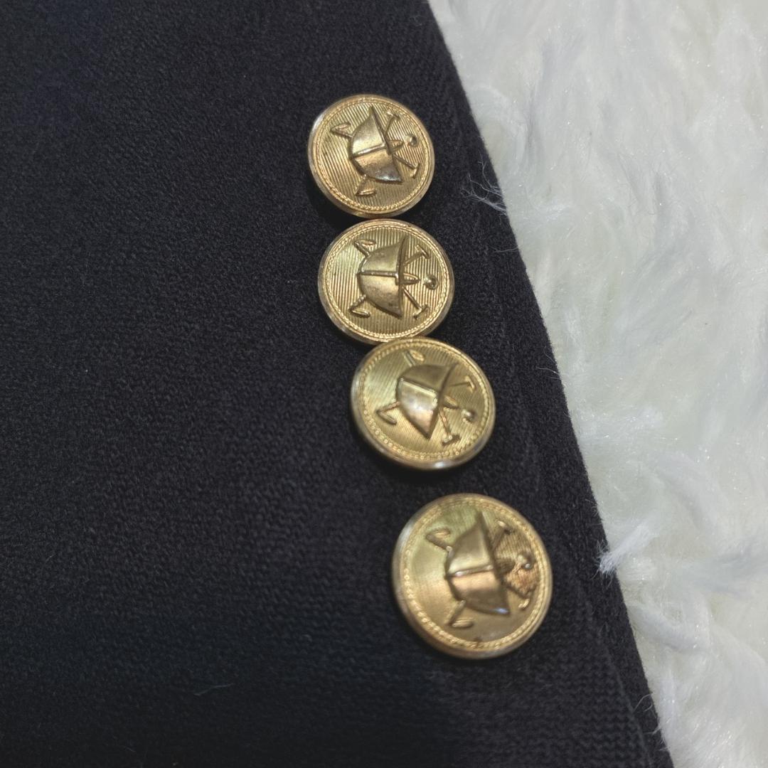 80s USA ポロラルフローレン 紺ブレ テーラードジャケット 金ボタン 刺繍