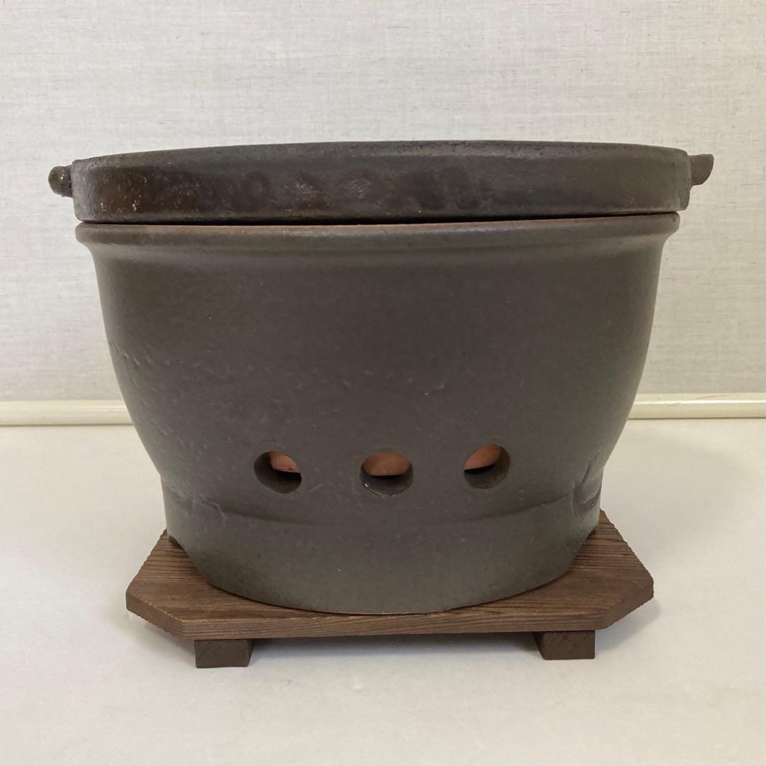 信楽焼 雲久作 水コンロ 七輪 火鉢 炭火 陶器 丸型 円形 調理 和風 レトロ