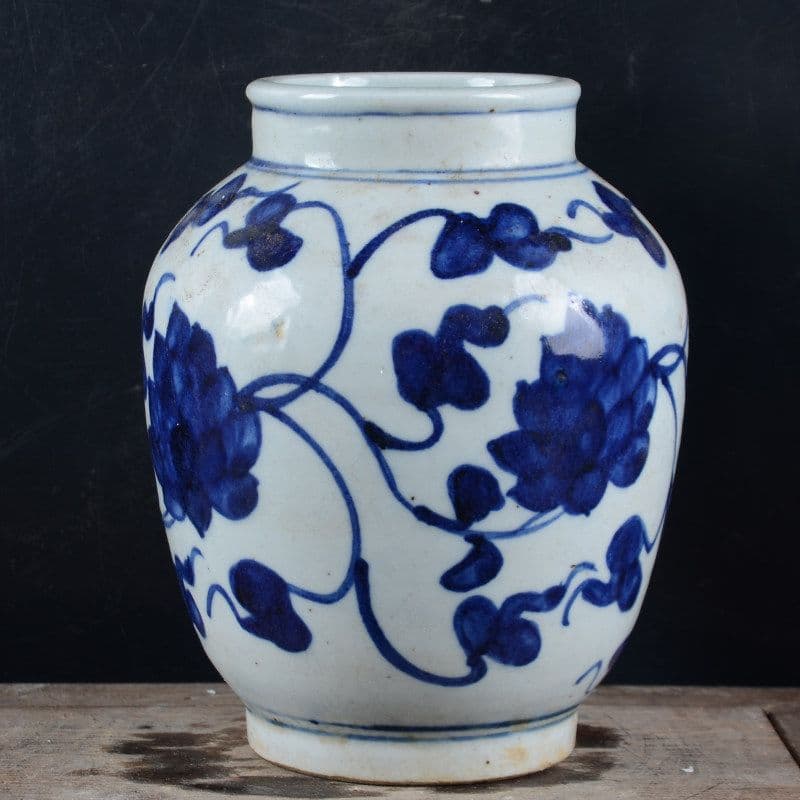景徳鎮 陶磁装飾品 手描き青花模様壺 現代工芸品 美術品 置物
