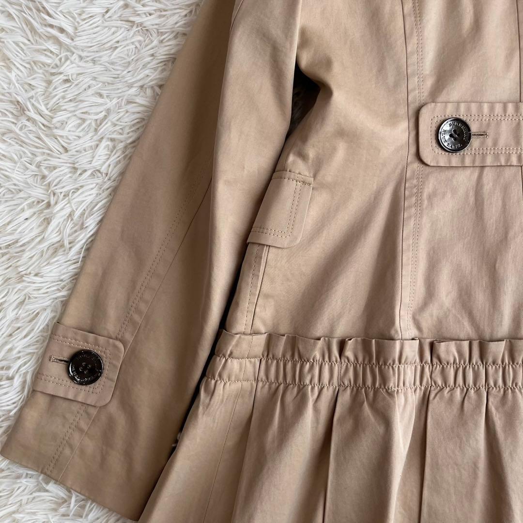 【美品】バーバリー　ハーフコート　ハニーベージュ　ノバチェック　ダブル　38