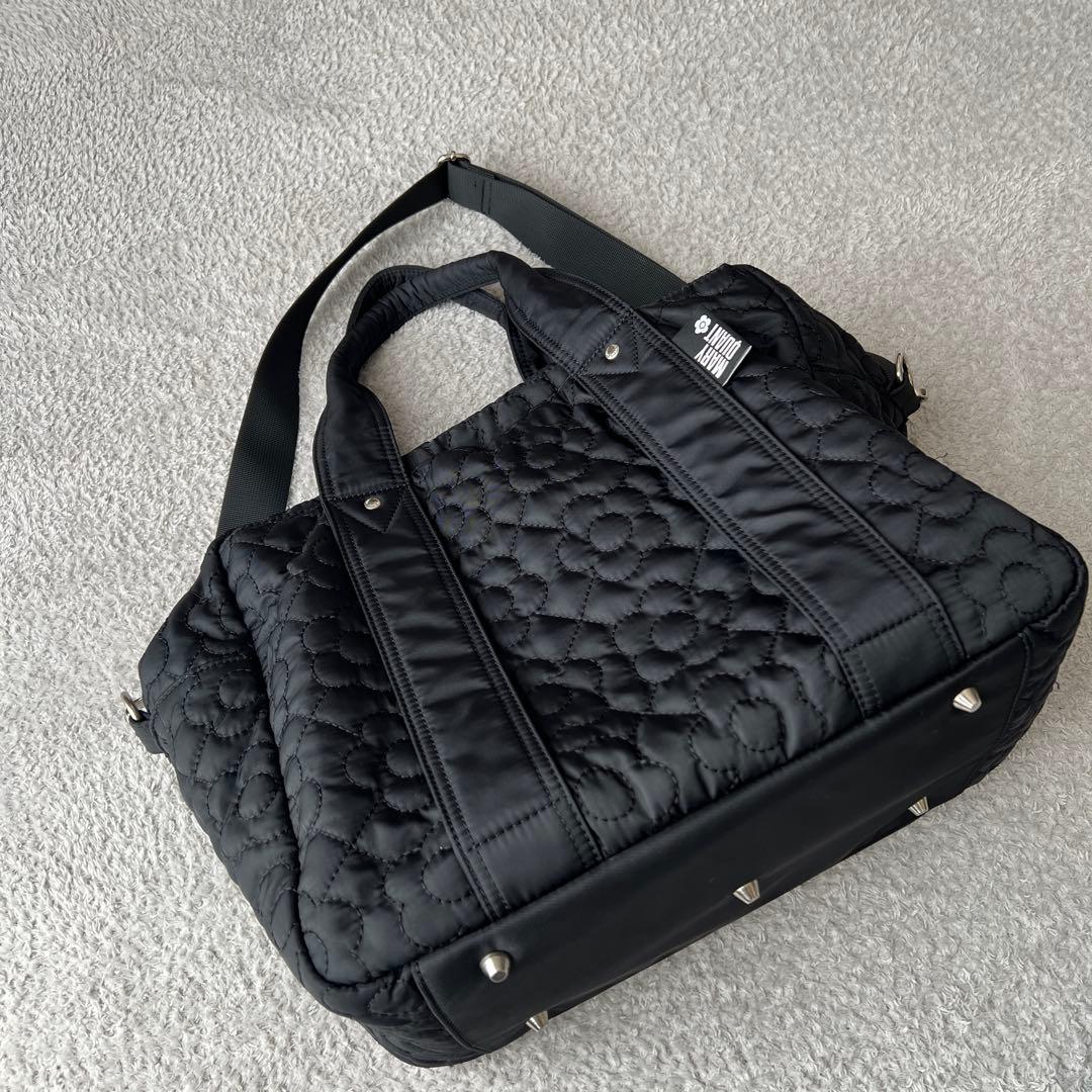 極美品✨マリークワント デイジー キルティング ショルダーキャリーオンバッグ 黒