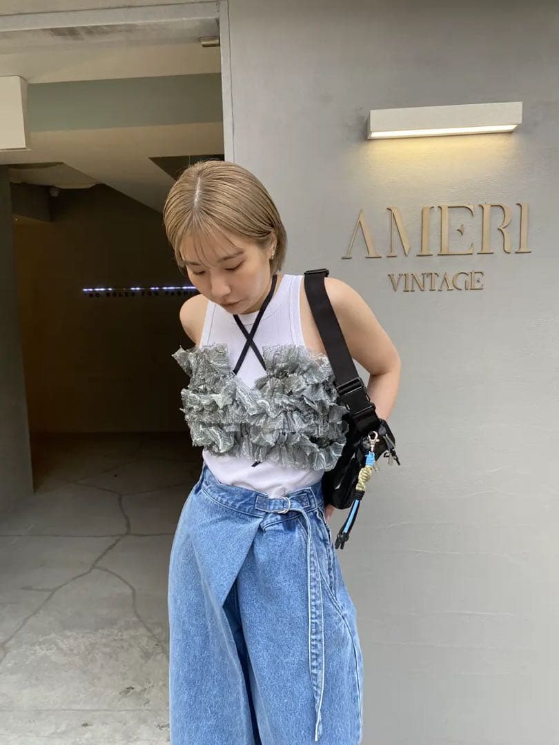 【Ameri 2025 S/S】WRAP DENIM WIDE PANTS