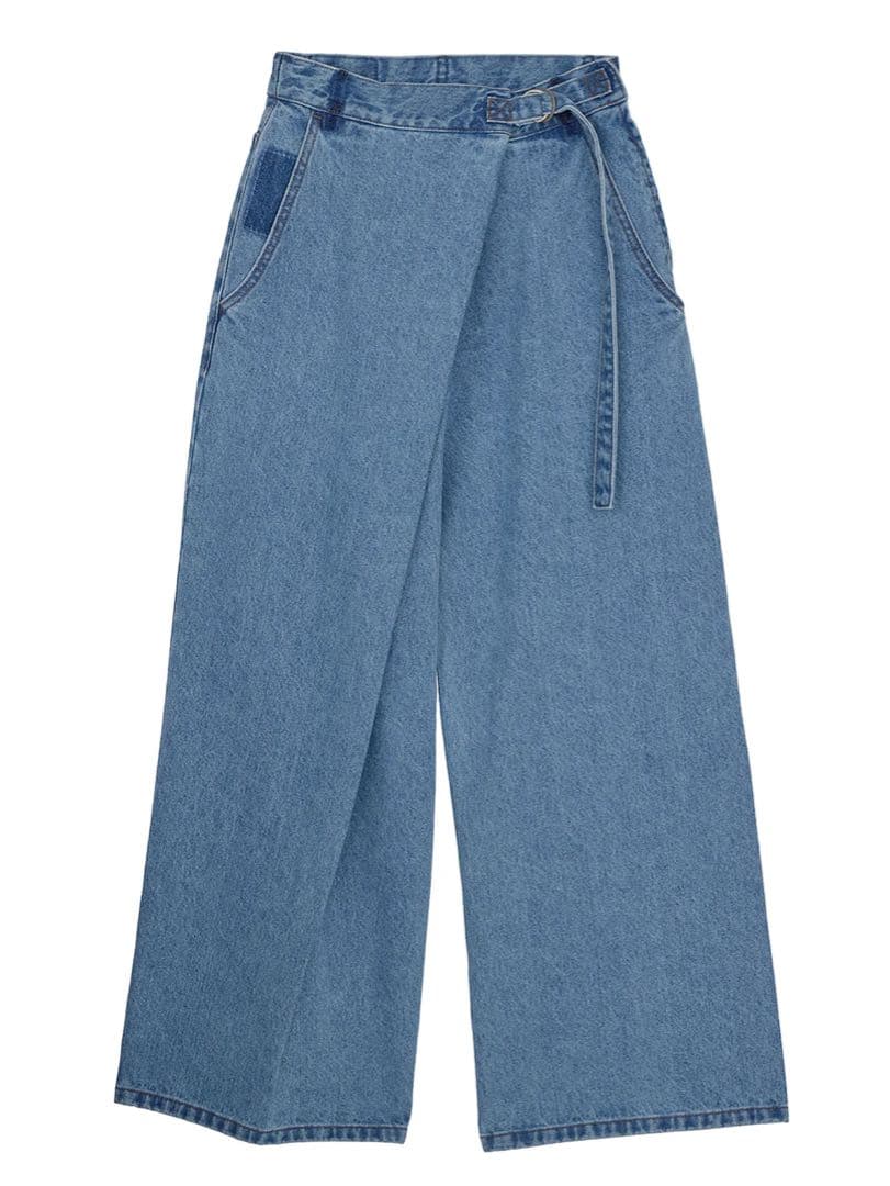 【Ameri 2025 S/S】WRAP DENIM WIDE PANTS