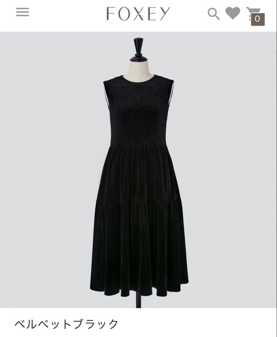 VELOURNOIRbyFOXYNEWYORKベロアフレアノースリーブワンピ38