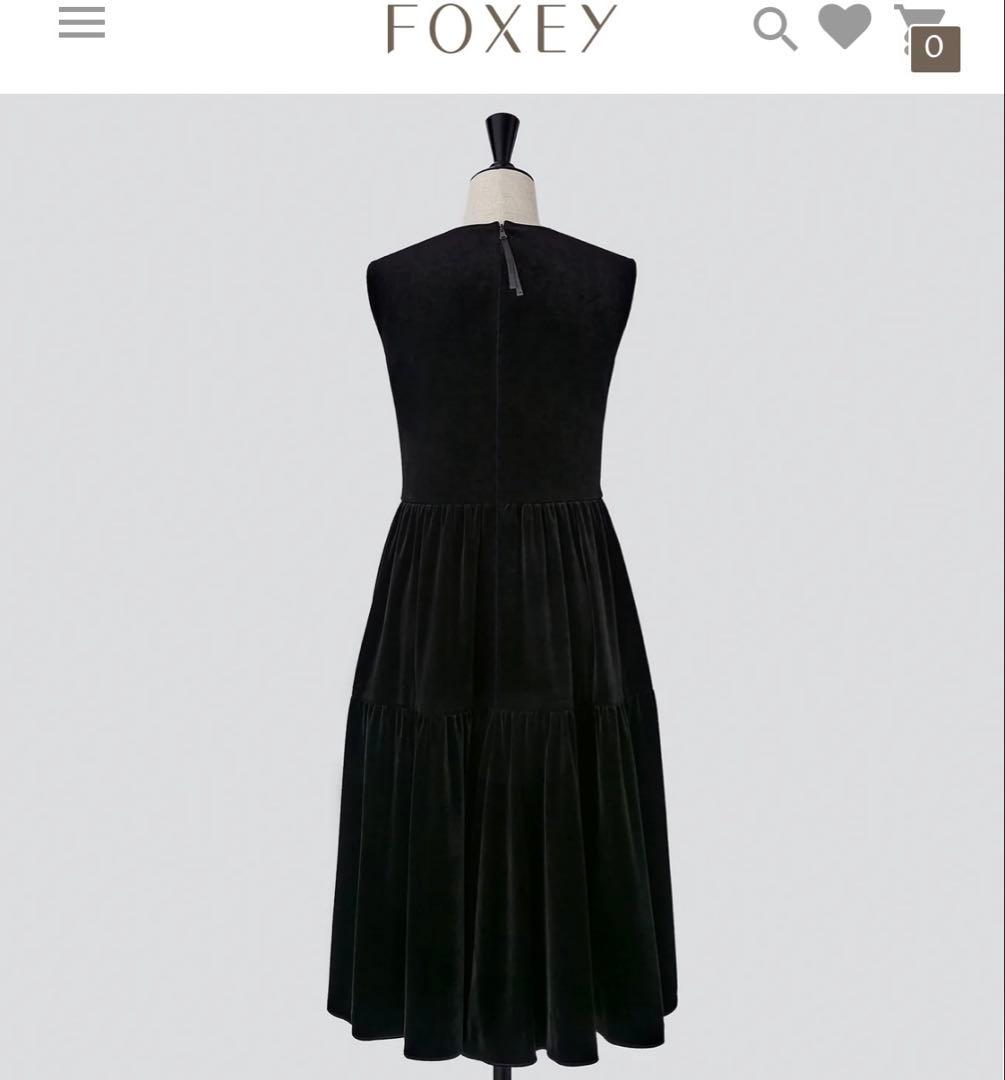 VELOURNOIRbyFOXYNEWYORKベロアフレアノースリーブワンピ38