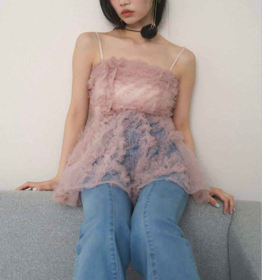 SNIDEL チュール刺繍ペプラムトップス　スナイデル