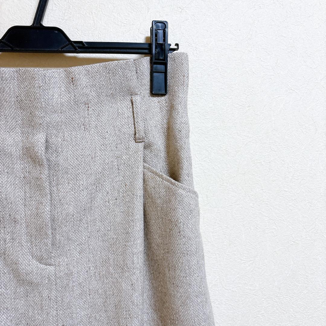 美品 23区 ヘリンボーンループツイード Iライン スカート