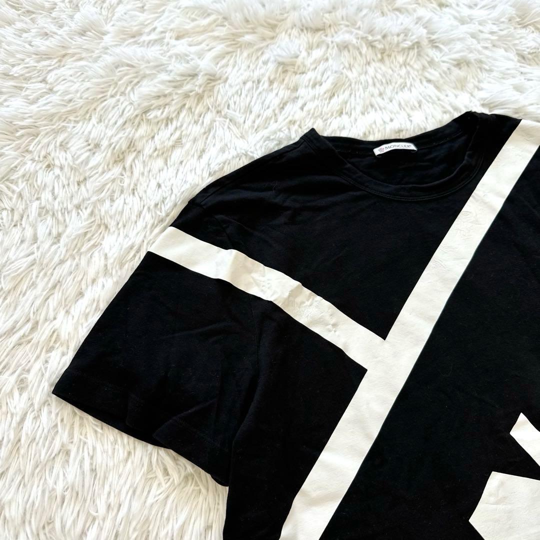 良品✨モンクレール MAGLIA マグリア Tシャツ ビッグロゴ 黒×白 XL
