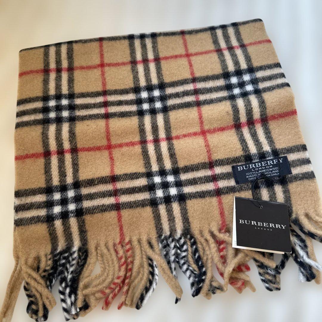 BURBERRY チェック柄マフラー 100%ラムウール