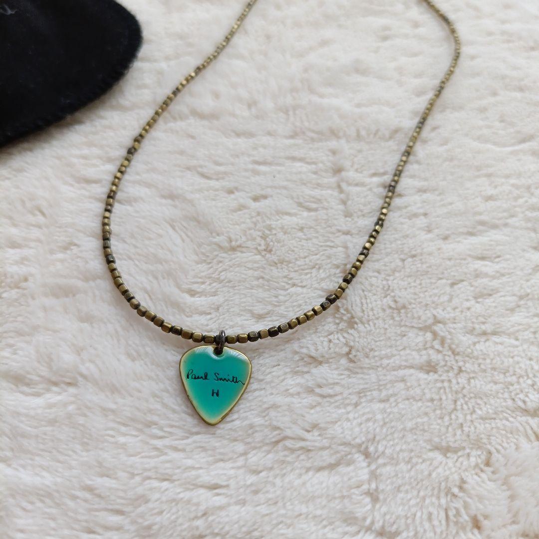 【美品】ポールスミス　ギターピック型　ネックレス　ブルーグリーン