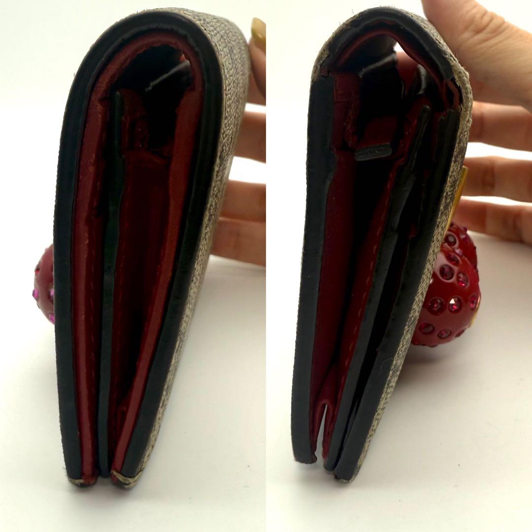 真贋済✨グッチ チェリー GGスプリーム 二つ折り財布 コンパクトウォレット