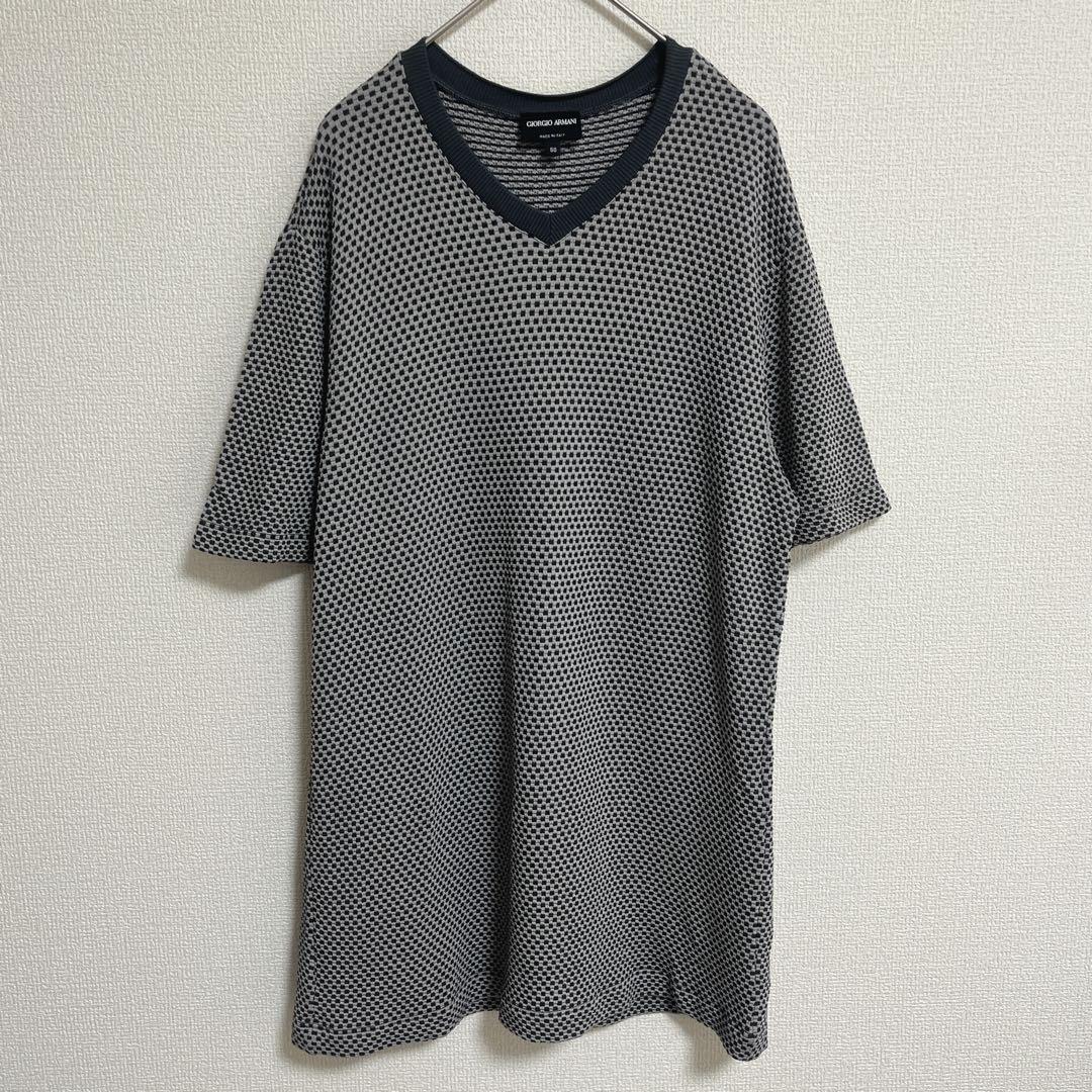 ジョルジオアルマーニ 総柄Tシャツ 半袖 Vネック 50