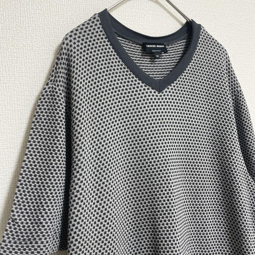 ジョルジオアルマーニ 総柄Tシャツ 半袖 Vネック 50