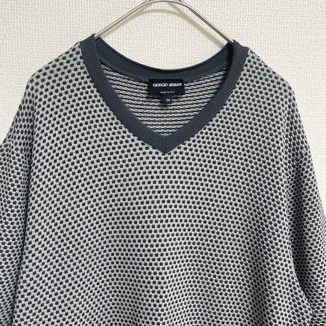 ジョルジオアルマーニ 総柄Tシャツ 半袖 Vネック 50