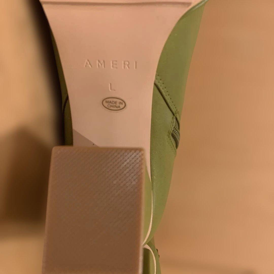 最終お値下げ！新品　春カラー　AMERI 74%off 皮革スクエアトゥブーツ