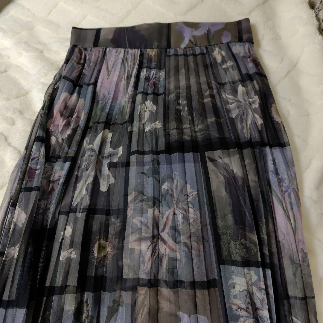 美品 AMERI アメリ フラワーパッチワークプリーツスカート