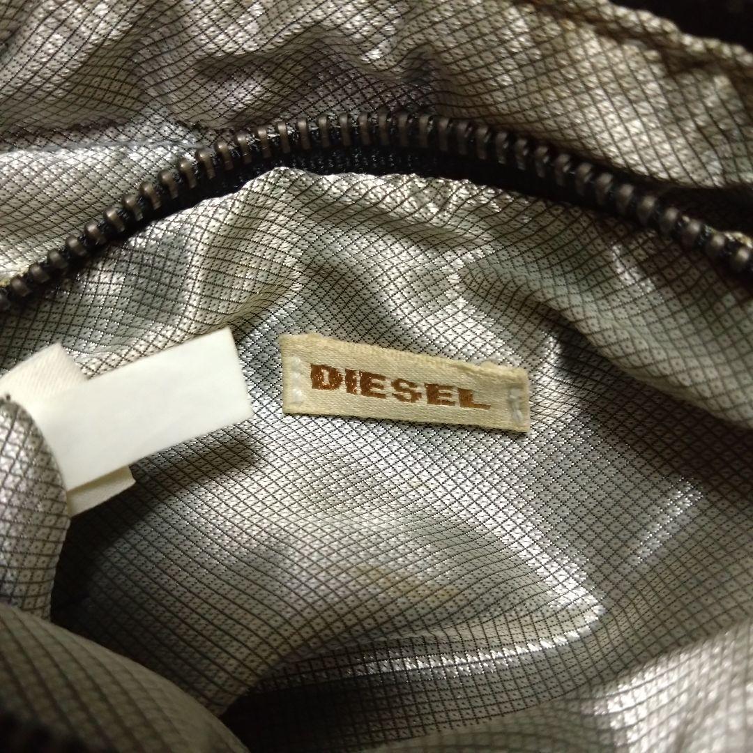 DIESEL ミニボストン ハンドバッグ メタルロゴ ナイロン ブラック
