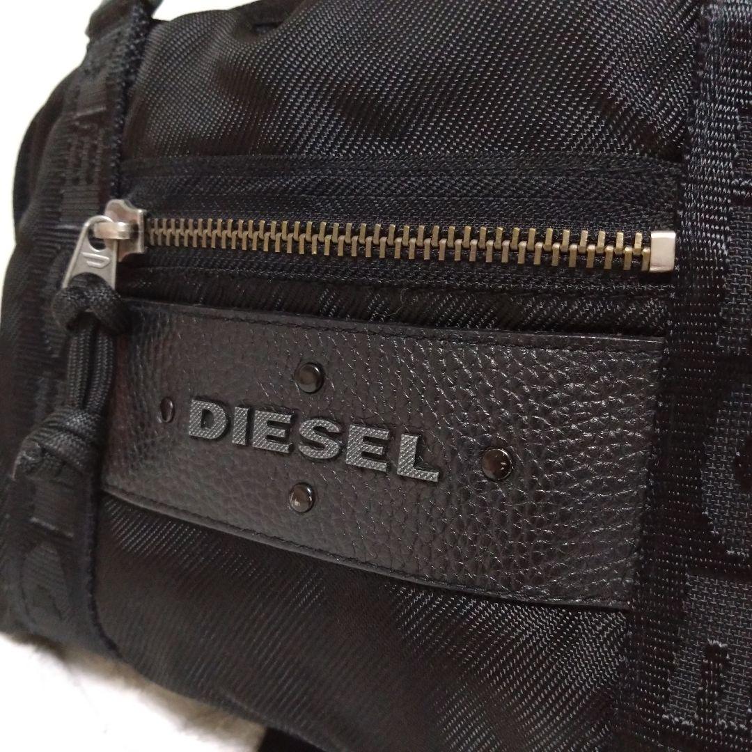 DIESEL ミニボストン ハンドバッグ メタルロゴ ナイロン ブラック