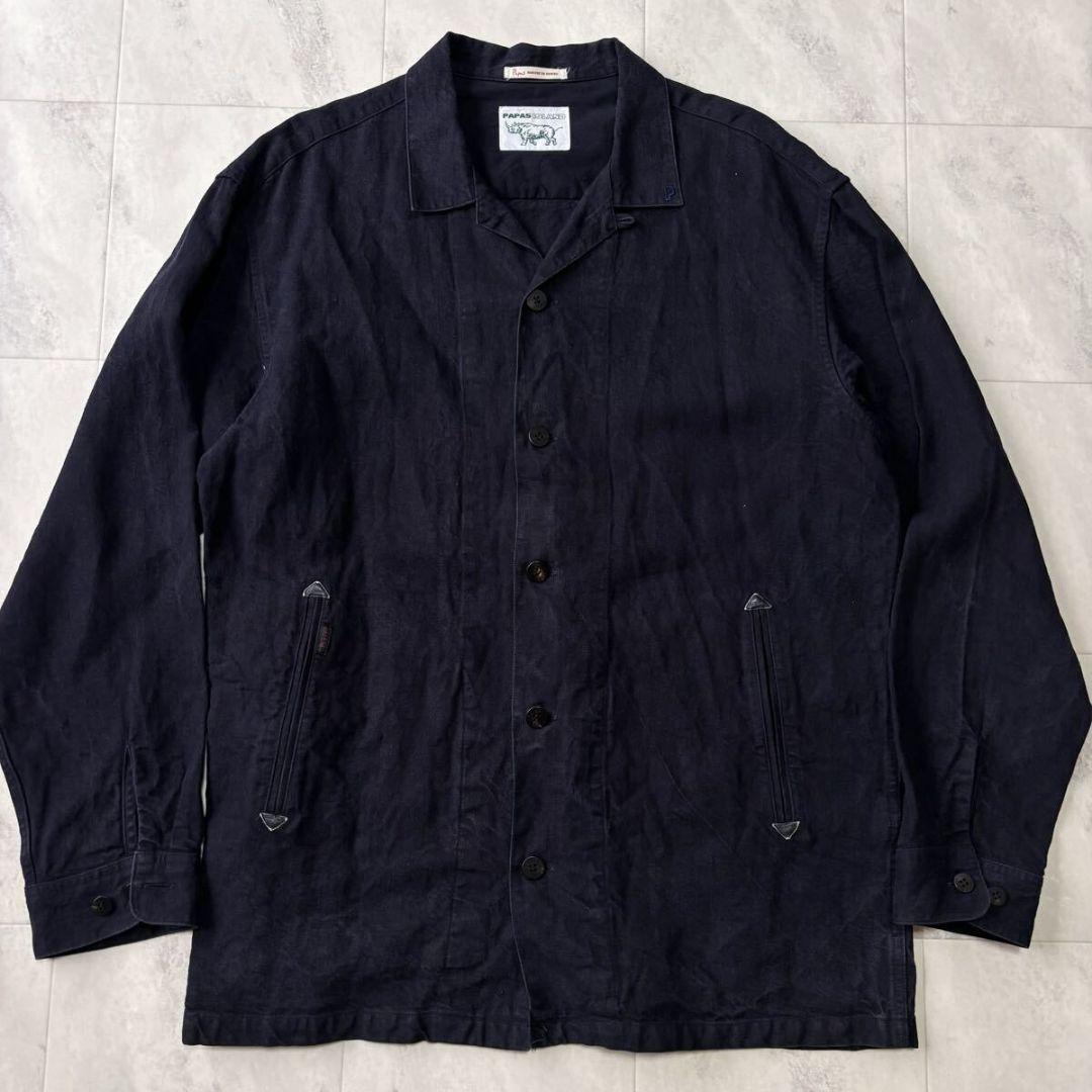 超希少 XL パパス Papas カバーオール リネン アウター ジャケット