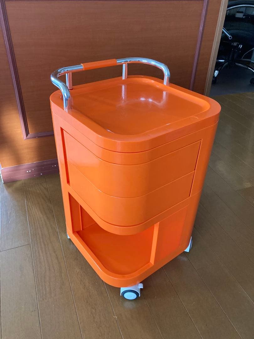 オレンジ　プラスチック収納カート　マルチワゴン
