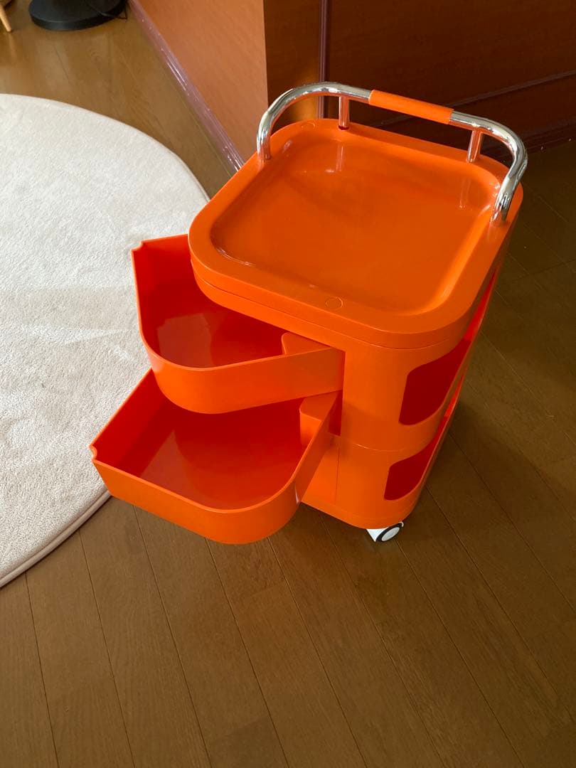 オレンジ　プラスチック収納カート　マルチワゴン