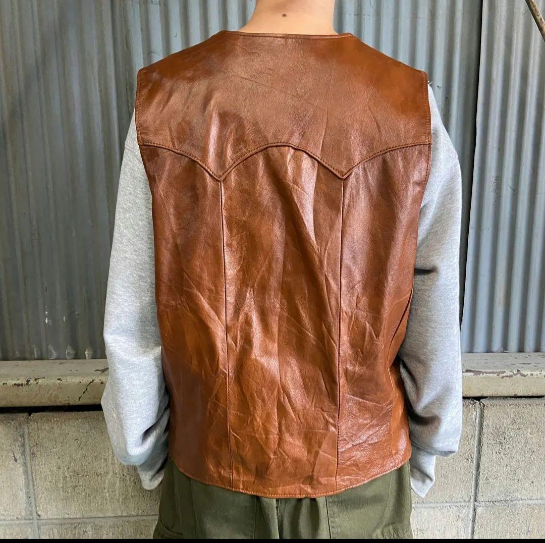 USA製 80〜90年代 David James 本革 レザー ベスト