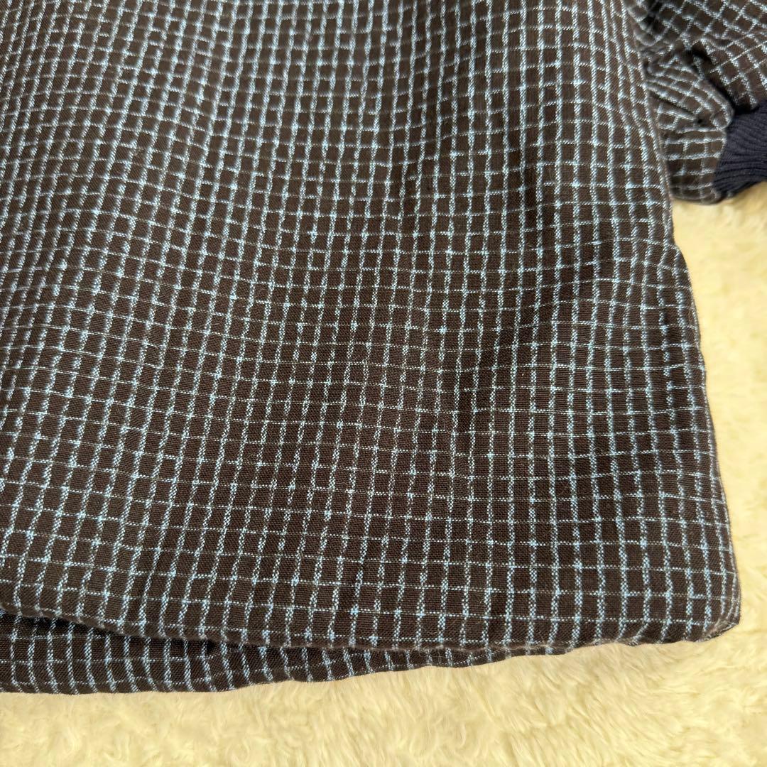 【美品】織風 久留米織 裏ボアルームジャケット 細格子 紺 M〜L