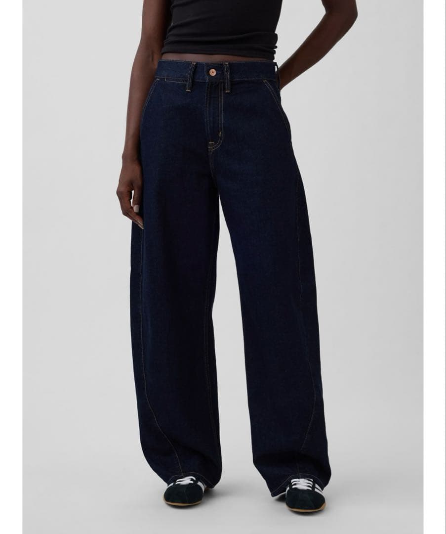 GAP ハイライズ バギーバレルデニム 28 インディゴブルー