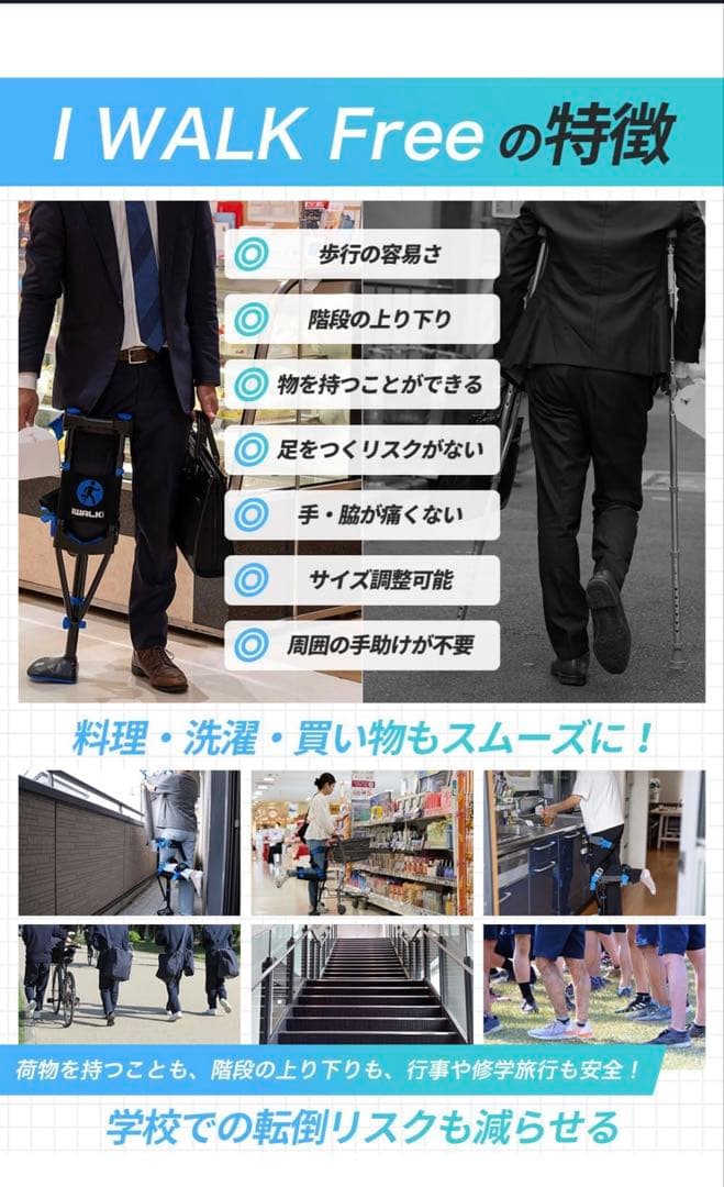 iWALK3.0 両手自由ハンズフリー松葉杖