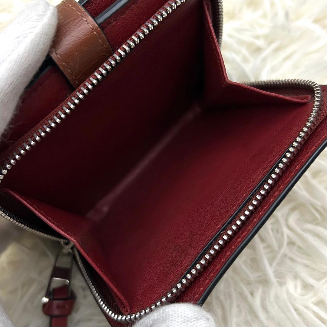 ［美品］LOEWE コンパクトジップウォレット アナグラム ブラウン 財布