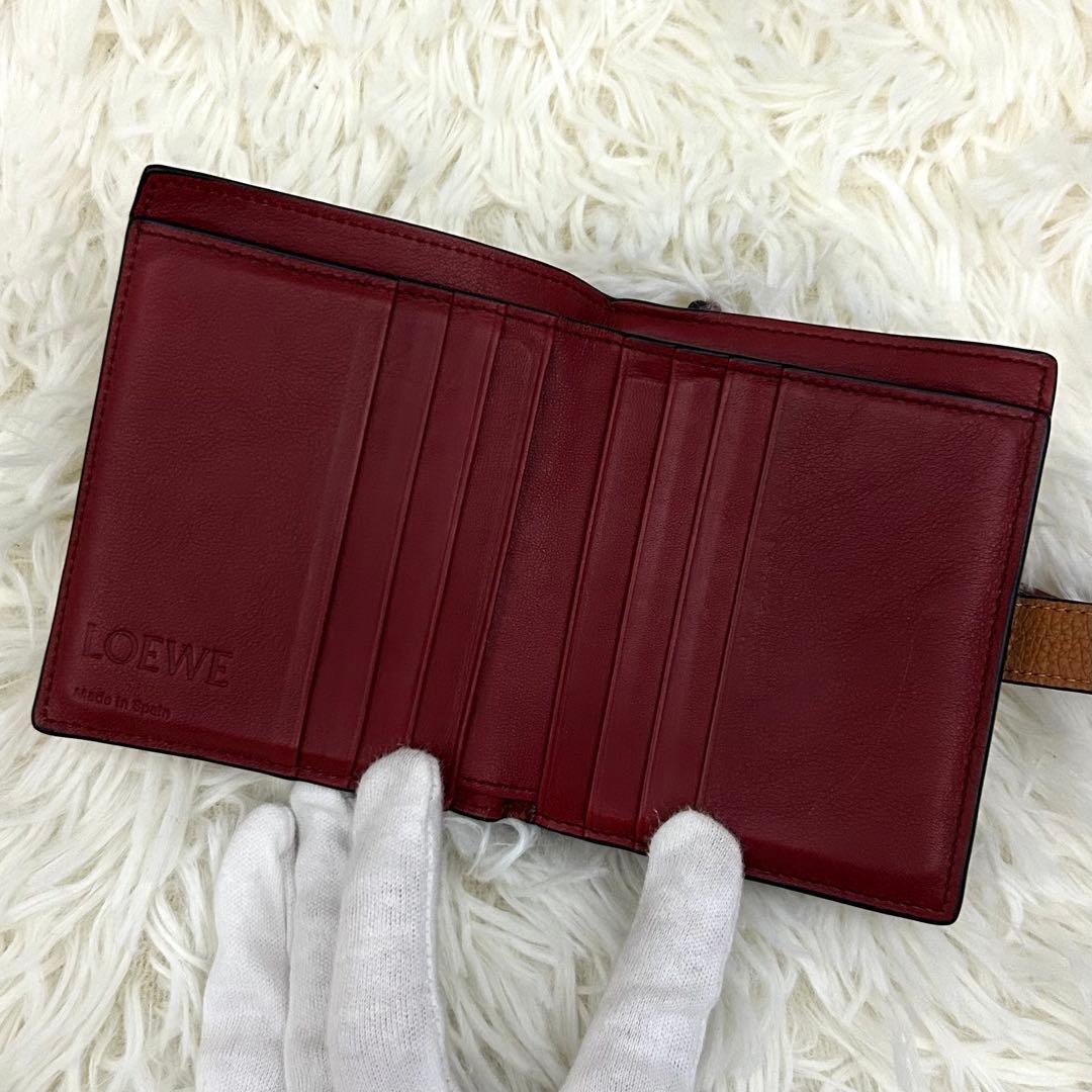 ［美品］LOEWE コンパクトジップウォレット アナグラム ブラウン 財布