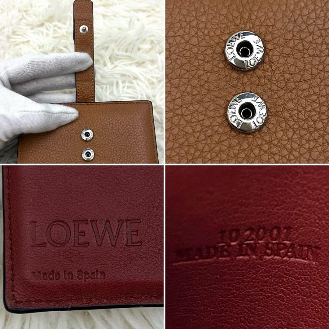 ［美品］LOEWE コンパクトジップウォレット アナグラム ブラウン 財布
